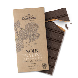 Tablette chocolat noir au quinoa et praliné noisettes - Café-Tasse - La Cave Epicurienne