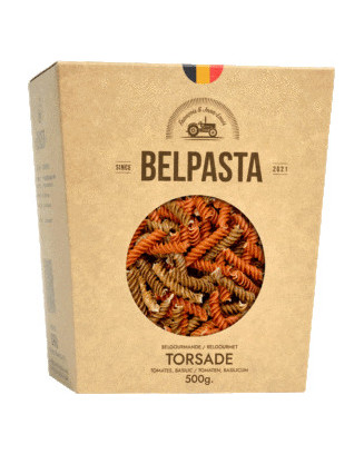 Tweekleurige halfvolkoren torsades 500 g - Belpasta