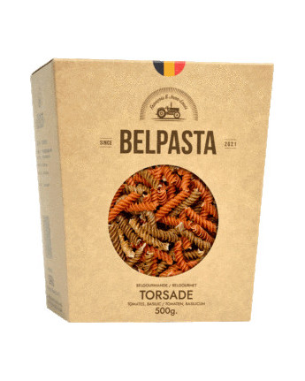 Tweekleurige halfvolkoren torsades 500 g - Belpasta
